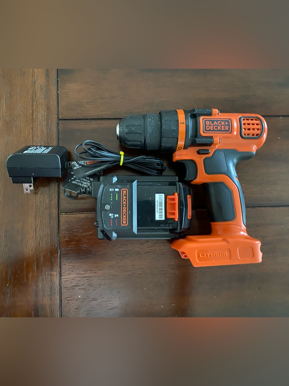 Black & Decker Orange and Black Cordless Drill with Charger